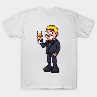 Cool Handsome Man In Suit Drinking Champagne T-Shirt